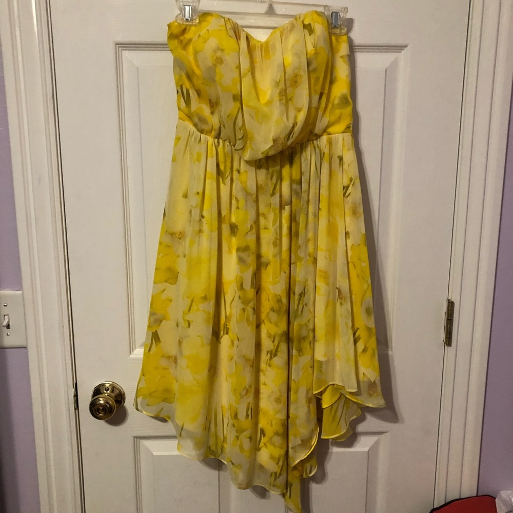 Yellow floral midi dress